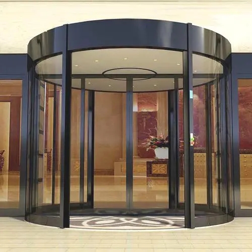 两翼豪华自动旋转门中间带平开门功能讲解